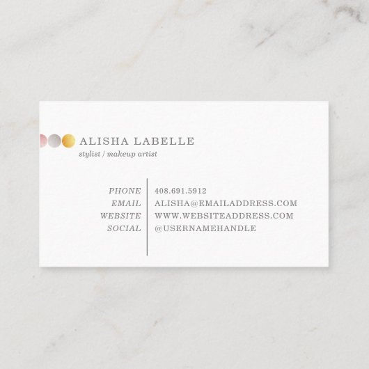 Beauty Make-up Artist Palet Roze / Zilver / Goud Visitekaartje (Achterkant)