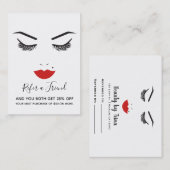 Beauty make-up gezicht wimpers rode lippen verwijz visitekaartje (Voorkant / Achterkant)