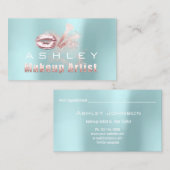 Beauty Makeup Artist Appointment Aqua Pink Visitekaartje (Voorkant / Achterkant)