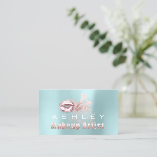 Beauty Makeup Artist Appointment Aqua Pink Visitekaartje (Staand voorkant)