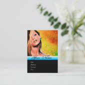 BEAUTY MAKEUP ARTIST monogram blauw geel saffier Visitekaartje (Staand voorkant)