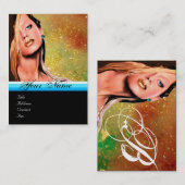 BEAUTY MAKEUP ARTIST monogram blauw geel saffier Visitekaartje (Voorkant / Achterkant)