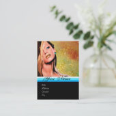 BEAUTY MAKEUP ARTIST monogram blauw geel saffier Visitekaartje (Staand voorkant)