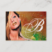 BEAUTY MAKEUP ARTIST monogram blauw geel saffier Visitekaartje (Achterkant)