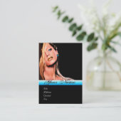 BEAUTY MAKEUP ARTIST monogram blauw saffierzwart Visitekaartje (Staand voorkant)