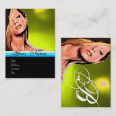 BEAUTY MAKEUP ARTIST monogram blauw topageel Visitekaartje (Voorkant / Achterkant)