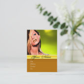 BEAUTY MAKEUP ARTIST monogram grijs topazgeel Visitekaartje (Staand voorkant)