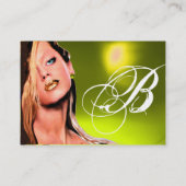 BEAUTY MAKEUP ARTIST monogram groene topaz geel Visitekaartje (Achterkant)