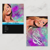 BEAUTY MAKEUP ARTIST monogram roze blauwe saffier Visitekaartje (Voorkant / Achterkant)