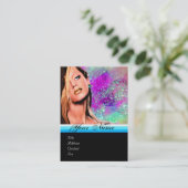 BEAUTY MAKEUP ARTIST monogram roze blauwe saffier Visitekaartje (Staand voorkant)