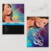 BEAUTY MAKEUP ARTIST monogram roze blauwe saffier Visitekaartje (Voorkant / Achterkant)