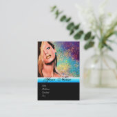 BEAUTY MAKEUP ARTIST monogram roze blauwe saffier Visitekaartje (Staand voorkant)