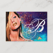 BEAUTY MAKEUP ARTIST monogram roze blauwe saffier Visitekaartje (Achterkant)