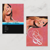 BEAUTY MAKEUP ARTIST monogram roze blauwe saffier Visitekaartje (Voorkant / Achterkant)