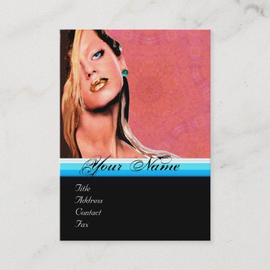 BEAUTY MAKEUP ARTIST monogram roze blauwe saffier Visitekaartje (Voorkant)