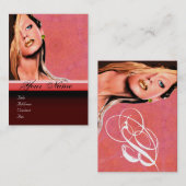 BEAUTY MAKEUP ARTIST monogram roze topageel Visitekaartje (Voorkant / Achterkant)