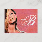 BEAUTY MAKEUP ARTIST monogram roze topageel Visitekaartje (Achterkant)