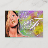 BEAUTY MAKEUP ARTIST monogram yellow blue saffier Visitekaartje (Achterkant)