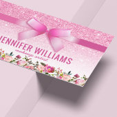 Beauty Makeup Artist Pink Glitter Floral Visitekaartje