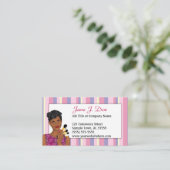 Beauty Makeup Artist Pink Stripe, Afrikaans-Amerik Visitekaartje (Staand voorkant)