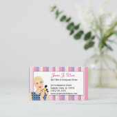 Beauty Makeup Artist Pink Stripe, Blonde Visitekaartje (Staand voorkant)