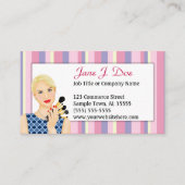 Beauty Makeup Artist Pink Stripe, Blonde Visitekaartje (Voorkant)