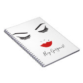 Beauty Makeup Face Lashes en Red Lips Chic Notitieboek (Rechterzijde)