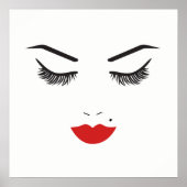 Beauty Makeup Face Lashes en Red Lips Chic Poster (Voorkant)