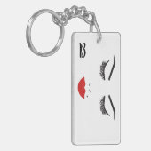 Beauty Makeup Face Lashes en Red Lips Chic Sleutelhanger (Voorkant Links)