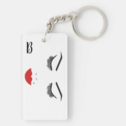 Beauty Makeup Face Lashes en Red Lips Chic Sleutelhanger (achterkant)