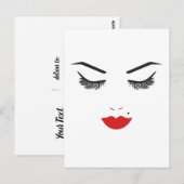 Beauty Makeup Face Lashes en Red Lips Salon Briefkaart (Voorkant / Achterkant)