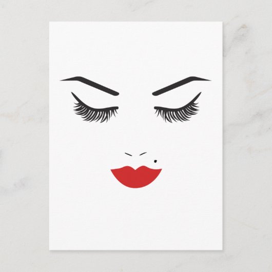 Beauty Makeup Face Lashes en Red Lips Salon Briefkaart (Voorkant)