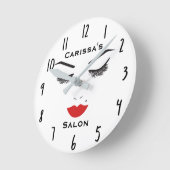 Beauty Makeup Face Lashes en Red Lips Salon Clock Ronde Klok (Hoek)