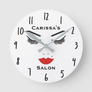Beauty Makeup Face Lashes en Red Lips Salon Clock Ronde Klok