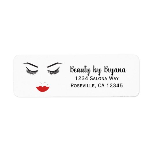 Beauty Makeup Face Lashes en Red Lips Salon Etiket (Voorkant)