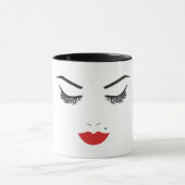 Beauty Makeup Face Lashes en Red Lips Salon Mok (Midden)