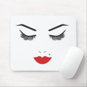 Beauty Makeup Face Lashes en Red Lips Salon Muismat (Met muis)