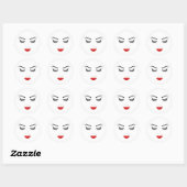 Beauty Makeup Face Lashes en Red Lips Salon Ronde Sticker (Vel)