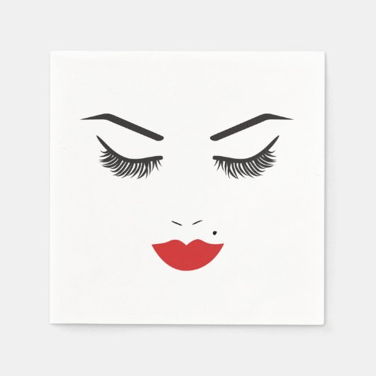 Beauty Makeup Face Lashes en Red Lips Salon Servet (Voorkant)