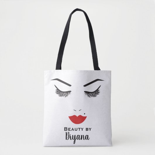 Beauty Makeup Face Lashes en Red Lips Salon Tote Bag (Voorkant)