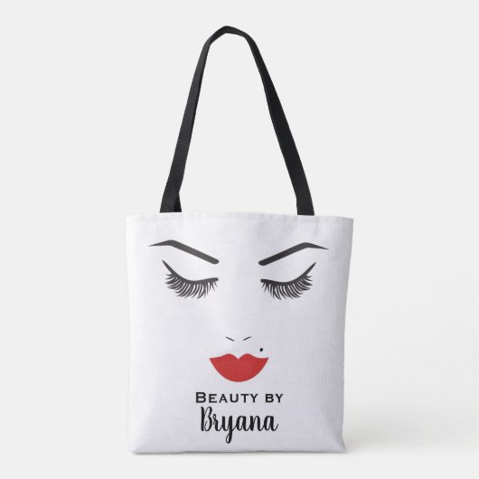Beauty Makeup Face Lashes en Red Lips Salon Tote Bag (Achterkant)