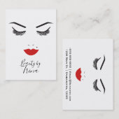 Beauty Makeup Face Lashes en Red Lips Salon Visitekaartje (Voorkant / Achterkant)