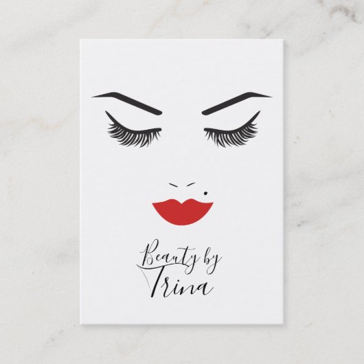 Beauty Makeup Face Lashes en Red Lips Salon Visitekaartje (Voorkant)
