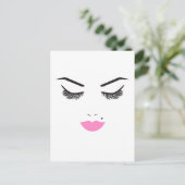Beauty Makeup Face Lashes & Pink Lips Salon Briefkaart (Staand voorkant)