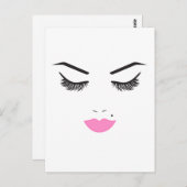 Beauty Makeup Face Lashes & Pink Lips Salon Briefkaart (Voorkant / Achterkant)