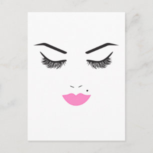 Beauty Makeup Face Lashes & Pink Lips Salon Briefkaart