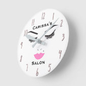 Beauty Makeup Face Lashes & Pink Lips Salon Clock Ronde Klok (Hoek)
