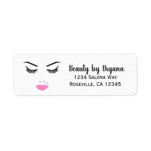 Beauty Makeup Face Lashes & Pink Lips Salon Etiket