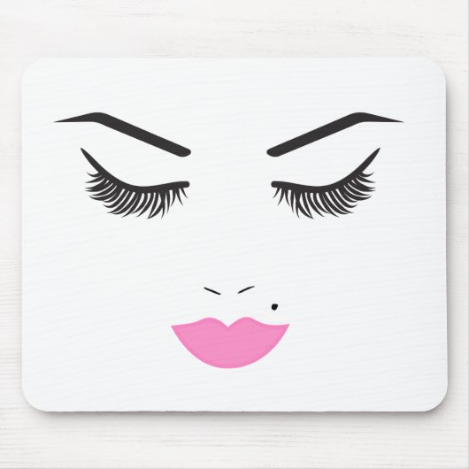 Beauty Makeup Face Lashes & Pink Lips Salon Muismat (Voorkant)