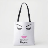 Beauty Makeup Face Lashes & Pink Lips Salon Tote Bag (Voorkant)